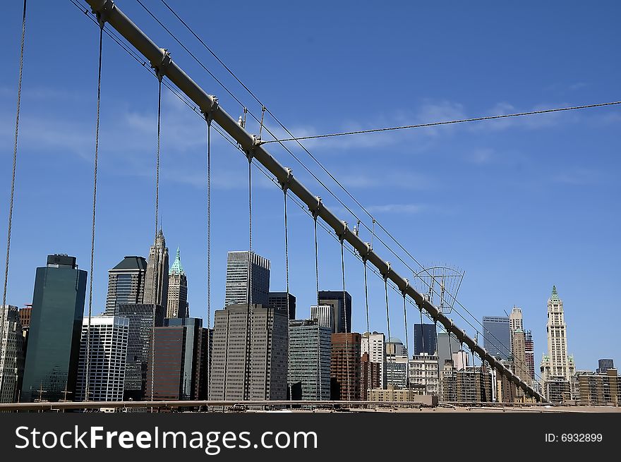 Brooklyn Bridge with New York City Skyline