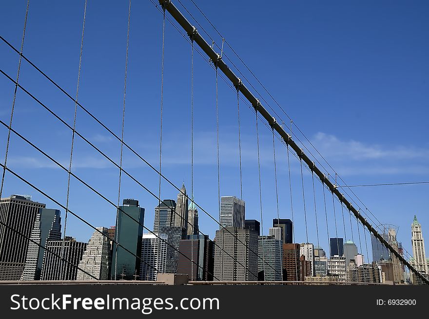 Brooklyn Bridge with New York City Skyline