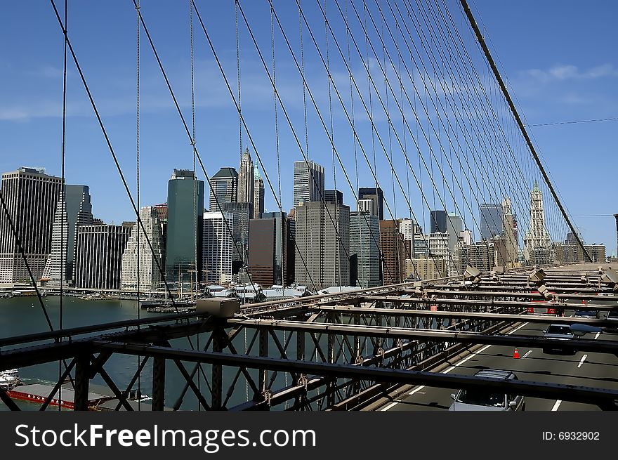 Brooklyn Bridge with New York City Skyline