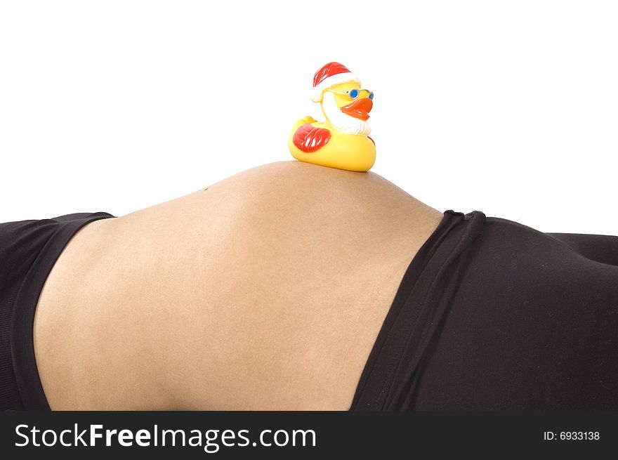 30 weeks pregnant teenager with christmas duck