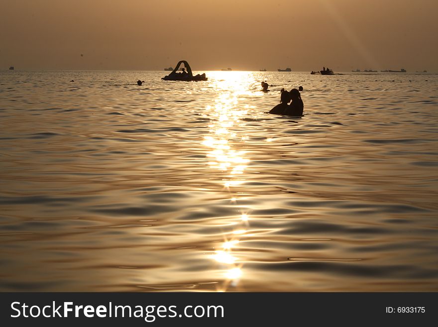 Azovskoe sea during summer sunset. Azovskoe sea during summer sunset