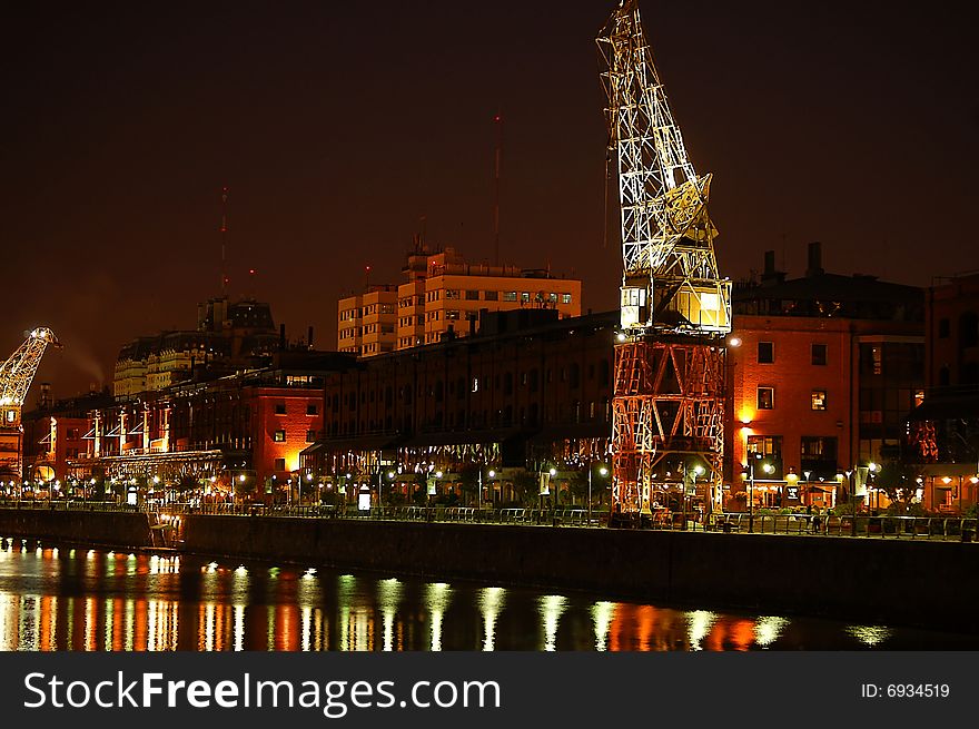 Night view of Puerto Madero waterfront, Buenos Aires, Argentina.