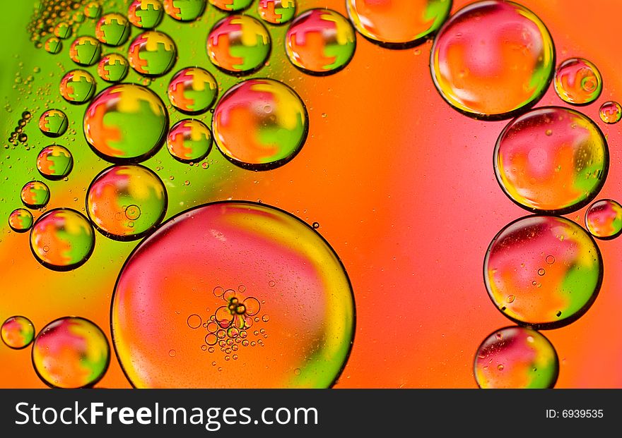 Macro picture of water bubbles on colour background. Macro picture of water bubbles on colour background