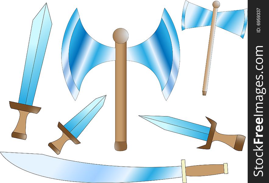 Weapons frequently used in melee combat; role playing medieval game inventory;. Weapons frequently used in melee combat; role playing medieval game inventory;