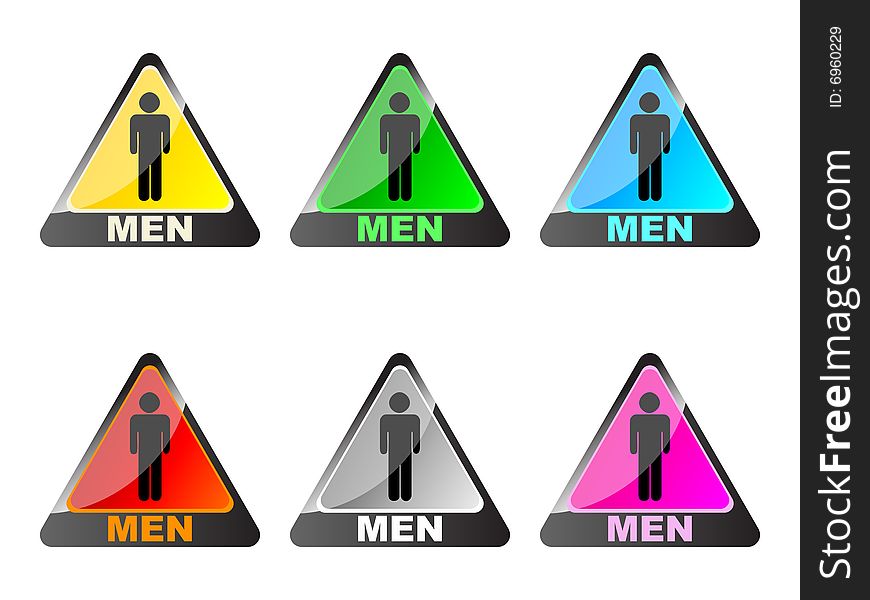 Men toilet label different colors vector illustration