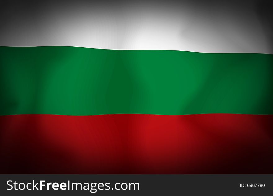 Computer generated illustration of the flag of Bulgaria with silky appearance and waves. Computer generated illustration of the flag of Bulgaria with silky appearance and waves