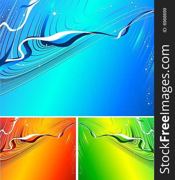 Holiday abstract vector background in three bright colors