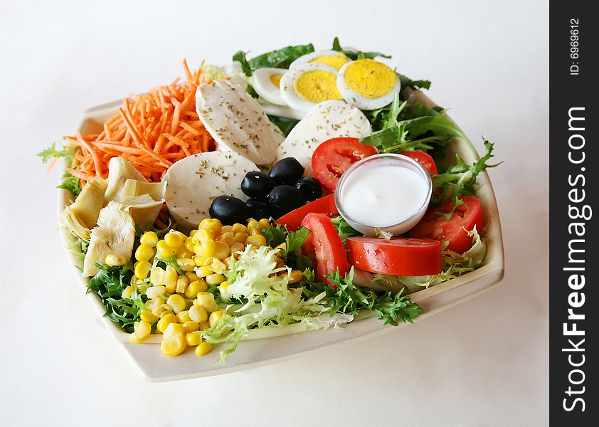 Mixed salad for a fast lunch. Mixed salad for a fast lunch