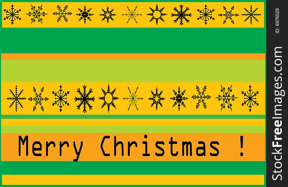 Christmas card with color background and snowflakes