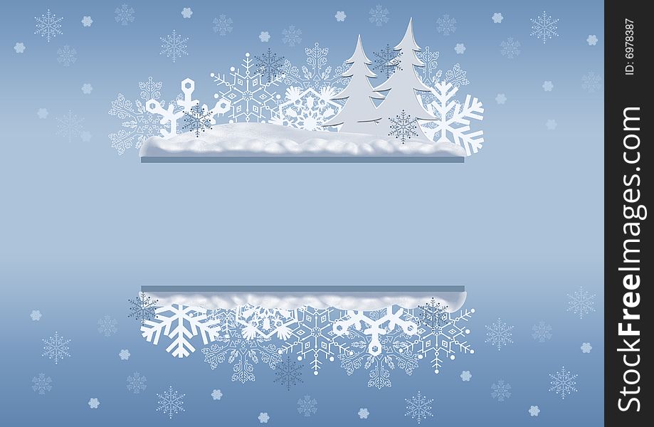 Celebratory Christmas border, with place for your text. Grey and blue tones.