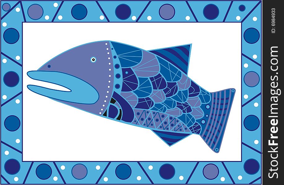 Ornamental blue sad fish swims around. Ornamental blue sad fish swims around
