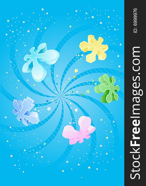 Colorful Snowflake Background - great for greeting and birthday postcards. Colorful Snowflake Background - great for greeting and birthday postcards.