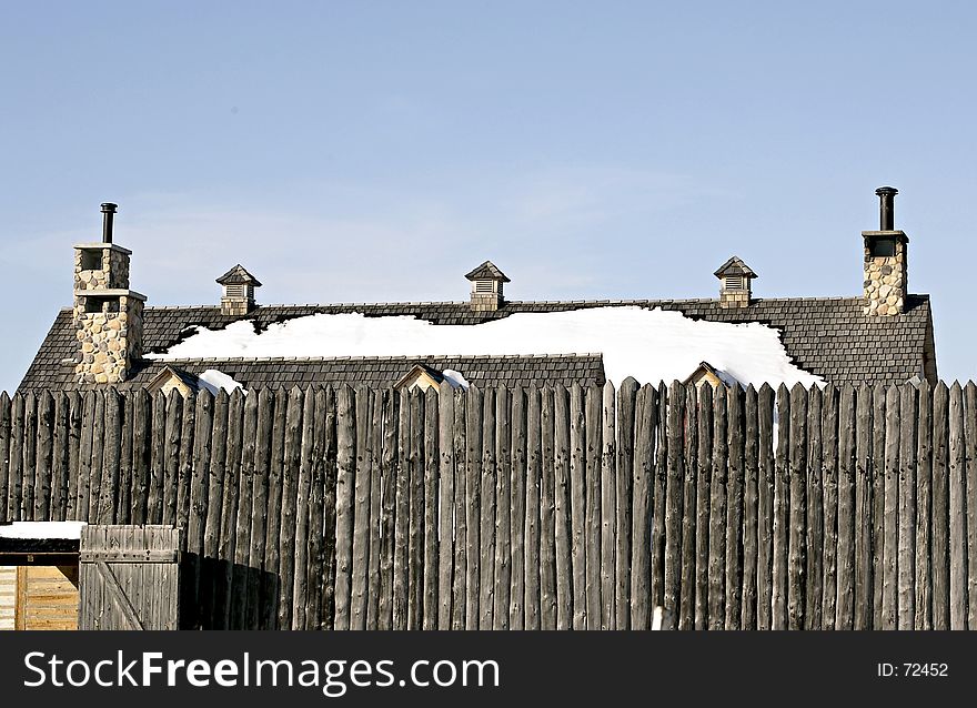 Roof and Wall of an old fort in winter. Roof and Wall of an old fort in winter