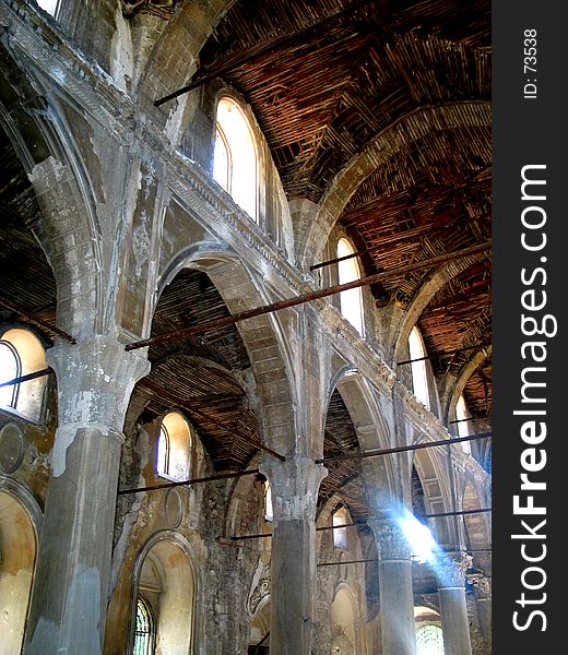 Old crumbling catherdral interior. Old crumbling catherdral interior.