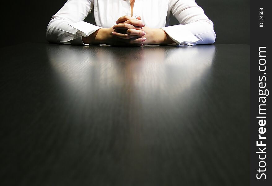 A business woman and meeting table. A business woman and meeting table.