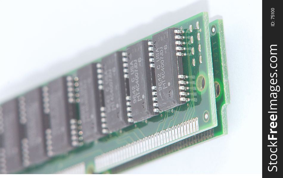 Closeup of a ram memory board. Closeup of a ram memory board