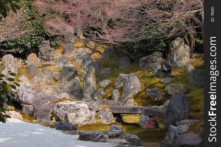 A Japanese rocks garden. A Japanese rocks garden