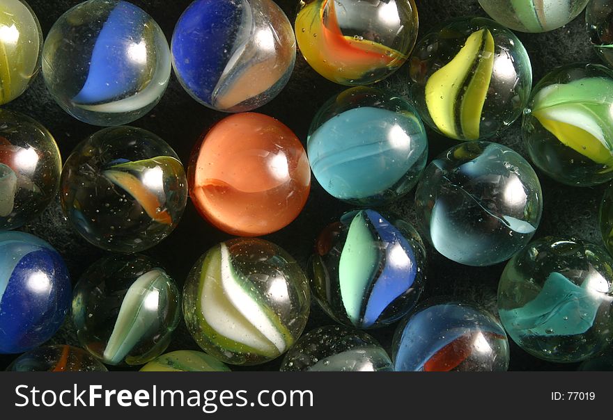 A closeup of marbles.