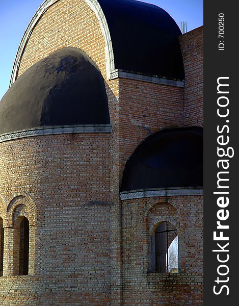 Domes of a church under construction. Domes of a church under construction