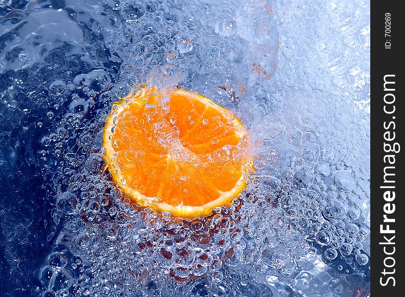 Orange in cold water. Orange in cold water