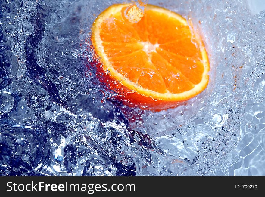 Orange in cold water. Orange in cold water