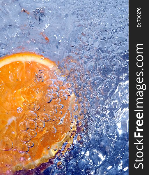 Orange in cold water. Orange in cold water