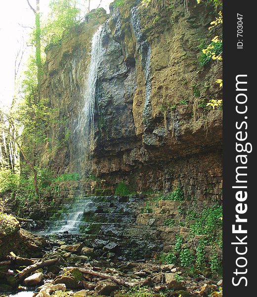 This is a waterfall that was created from eroding rock during glacier movements in Ohio. This is a waterfall that was created from eroding rock during glacier movements in Ohio.
