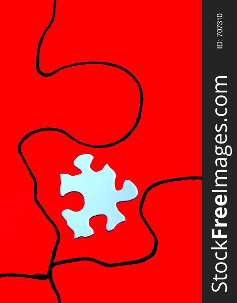 White puzzle piece in outline of puzzle. White puzzle piece in outline of puzzle.