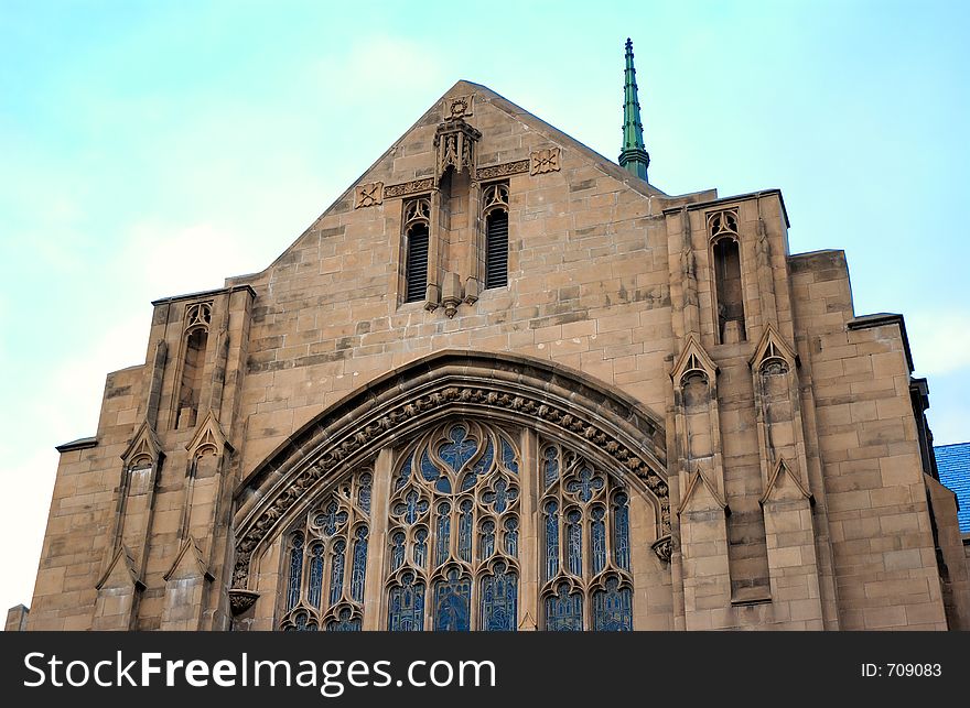 Old church with stained glass windows