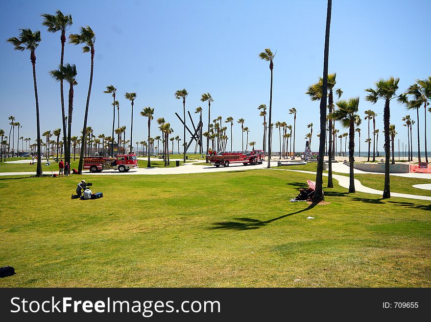 Fire truck parade on venice beach