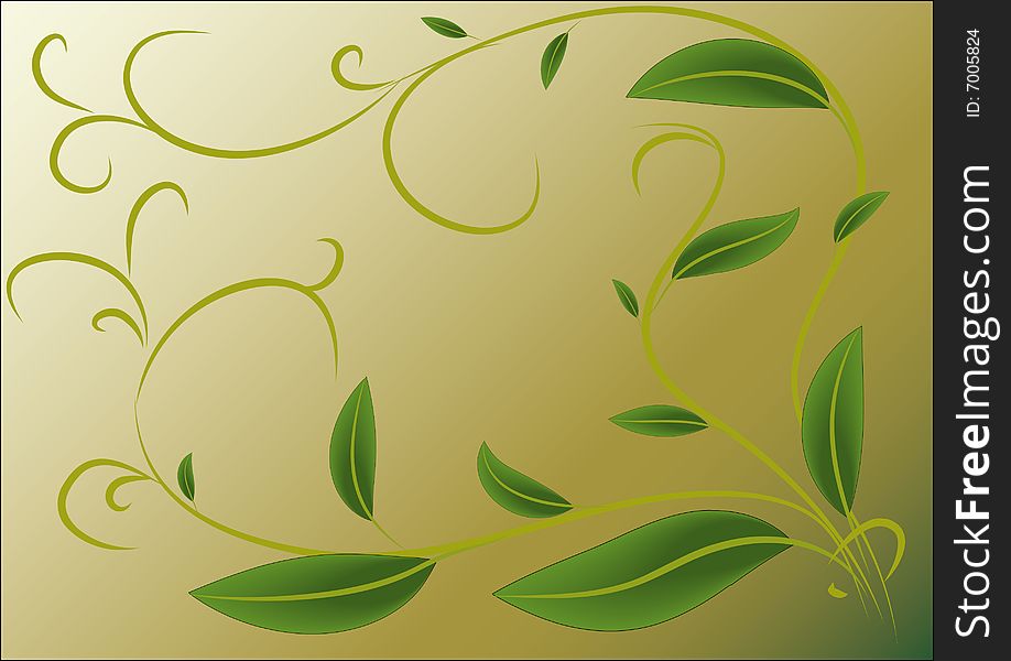 Illustration with green leaves on green backgroud