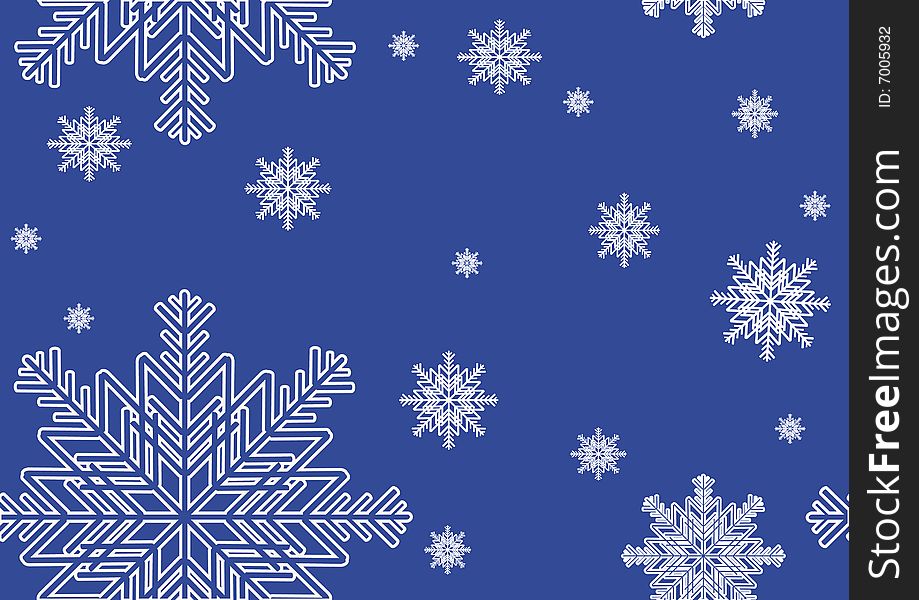 Christmas illustration with 
snowflakes on blue background