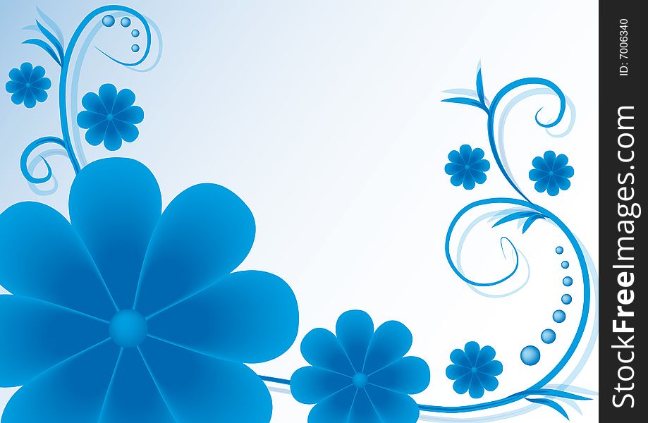 Ornament with blue flowers for yor design