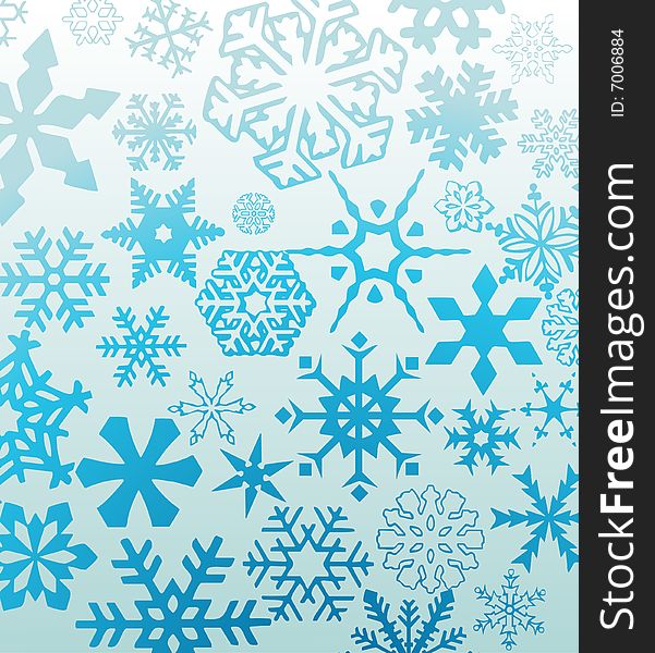 Blue snowflakes vector illustration backgeound