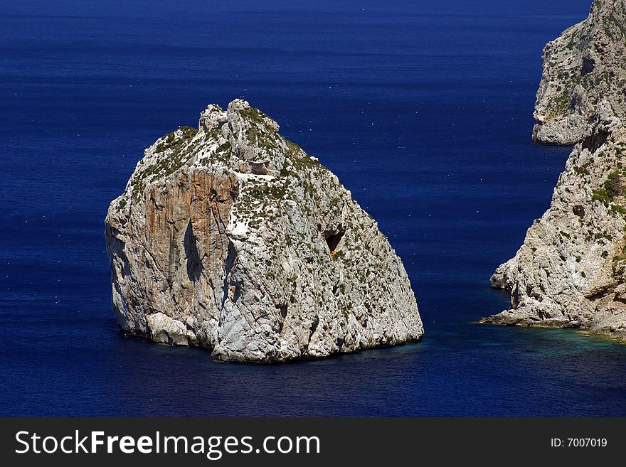 Big rock in a sea in Majorca in Spain. Big rock in a sea in Majorca in Spain