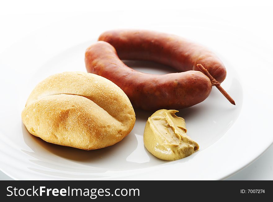 Kransky Sausage With Bread And Mustard