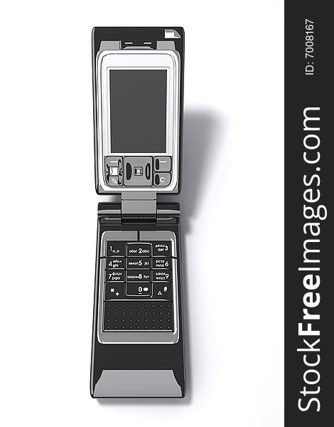 A computer-generated model of cellphone on a white background. A computer-generated model of cellphone on a white background.