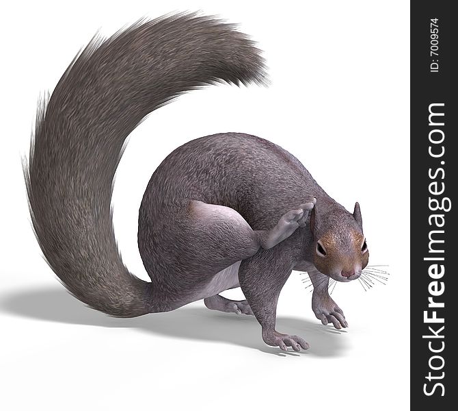 Rendering of a cute Squirrel with Clipping Path. Rendering of a cute Squirrel with Clipping Path