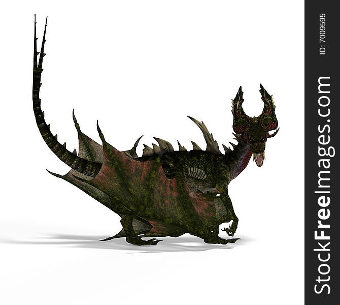 Huge fantasy dragon with wings. With Clipping Path. Huge fantasy dragon with wings. With Clipping Path