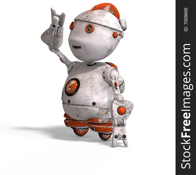 Funny roboter with a lovely face and Clipping Path. Funny roboter with a lovely face and Clipping Path