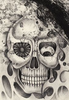 Art Skull Tattoo. Royalty Free Stock Image