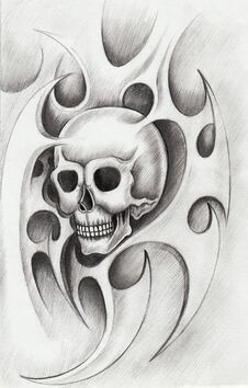 Art Skull Tattoo. Stock Photos