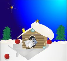 Birds Sorting Mail For Santa To Receive Royalty Free Stock Photography Birds Sorting Mail For Santa To Receive Royalty Free Stock Photography