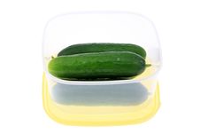 Lunch Box With Cucumbers. Royalty Free Stock Photo