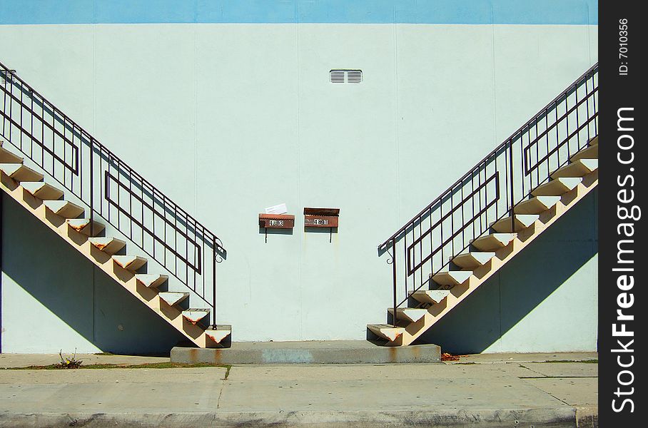 Double Staircase on an urban apartment building. Double Staircase on an urban apartment building