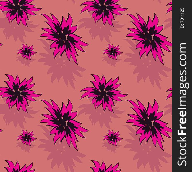 Seamless background with red flowers. Vector illustration