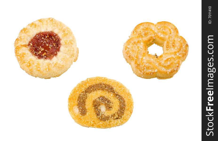 A group of different sweet teacakes on the white background