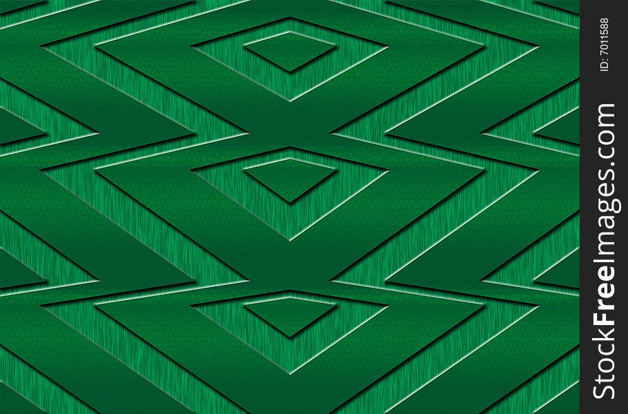 Green background with geometric shapes