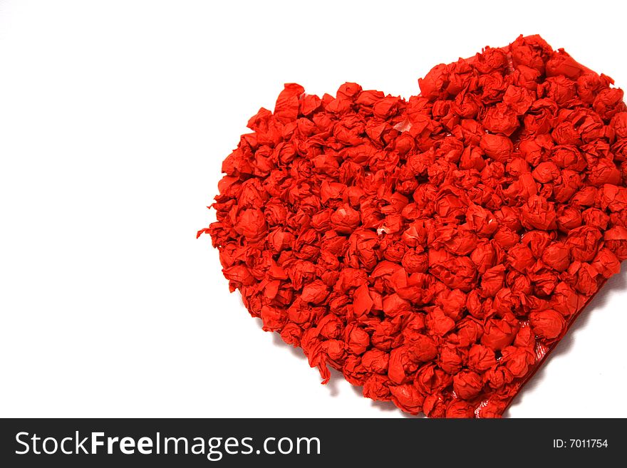 Red paper heart isolated on white background. Red paper heart isolated on white background