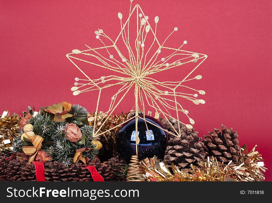 Christmas decorations and pine cones